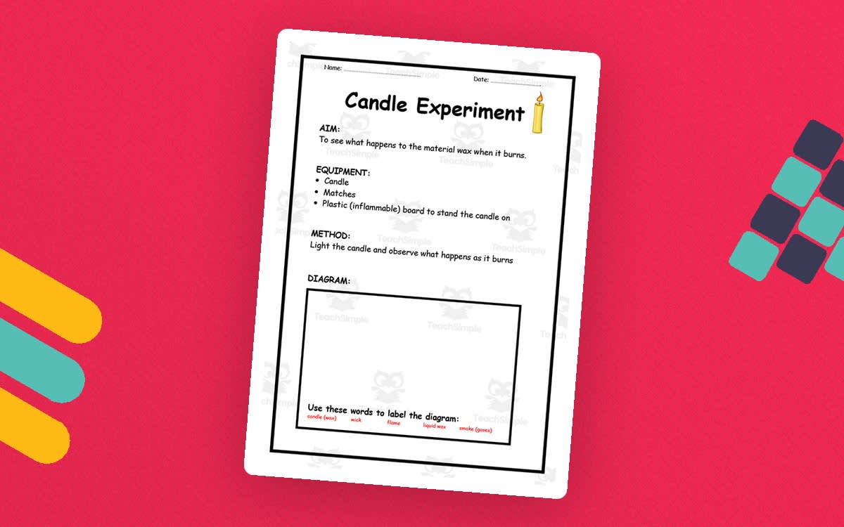 An educational teaching resource from Elementary Resources 4 U entitled Candle Experiment downloadable at Teach Simple.