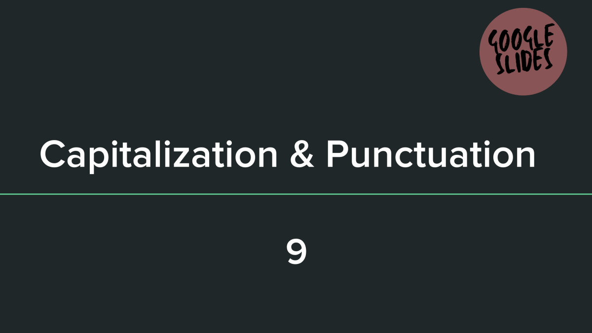 An educational teaching resource from Cored Education entitled Capitalization and Punctuation Sample - Grades 1-2 Grammar (Slides) downloadable at Teach Simple.