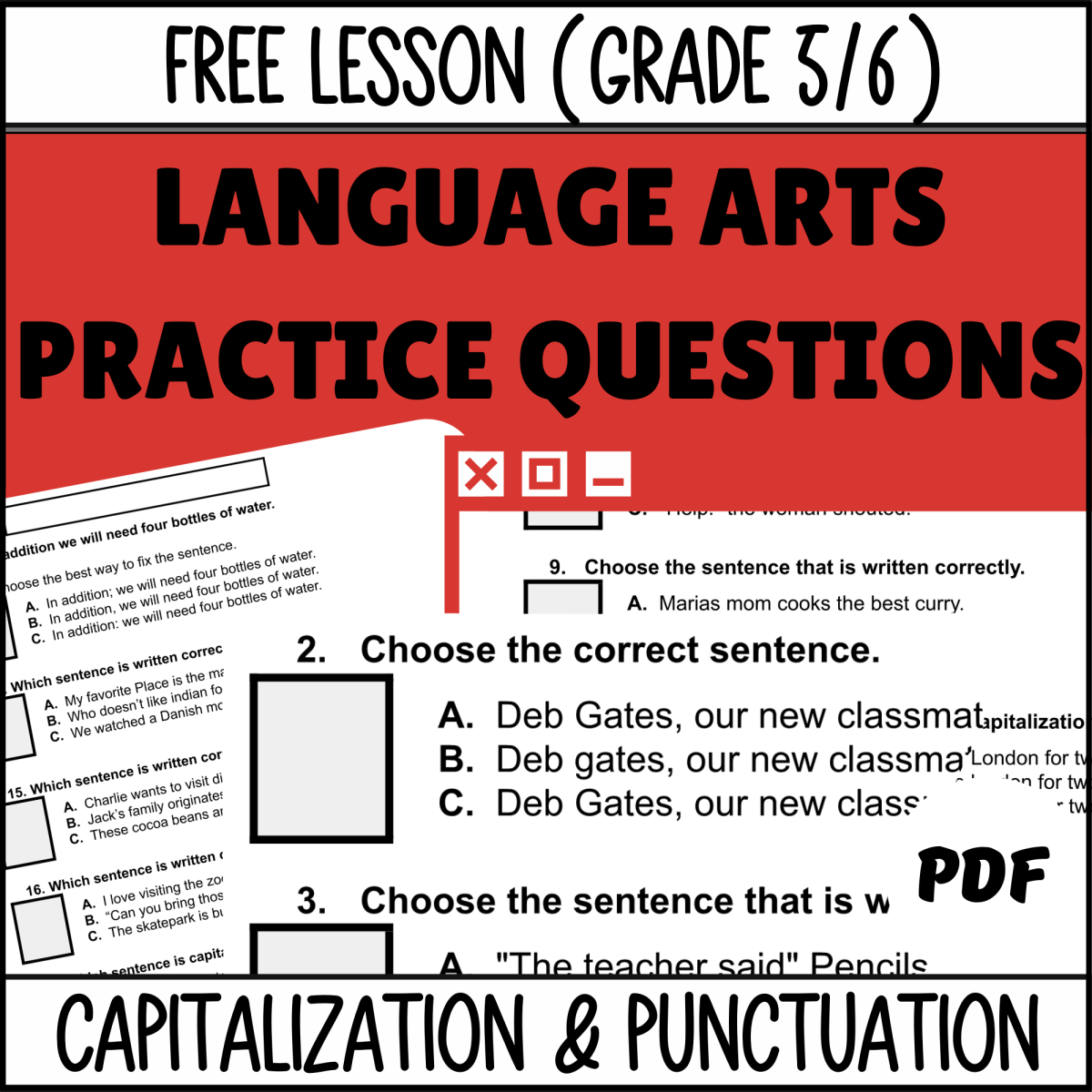 An educational teaching resource from Cored Education entitled Capitalization and Punctuation Sample Lesson Grade 5-6 (PDF) downloadable at Teach Simple.