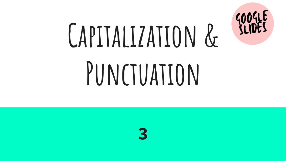 An educational teaching resource from Cored Education entitled Capitalization and Punctuation Sample Lesson Grade 5-6 (Slides) downloadable at Teach Simple.