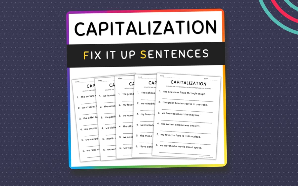 An educational teaching resource from TeacherYouWant entitled Capitalization Practice and Activities, 3rd Grade Grammar Worksheets downloadable at Teach Simple.