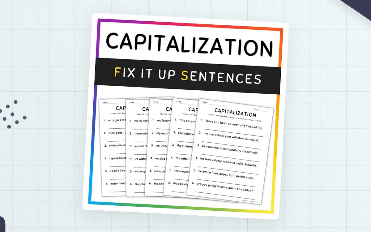 An educational teaching resource from TeacherYouWant entitled Capitalization Practice and Activities, 4th Grade Grammar Worksheets downloadable at Teach Simple.