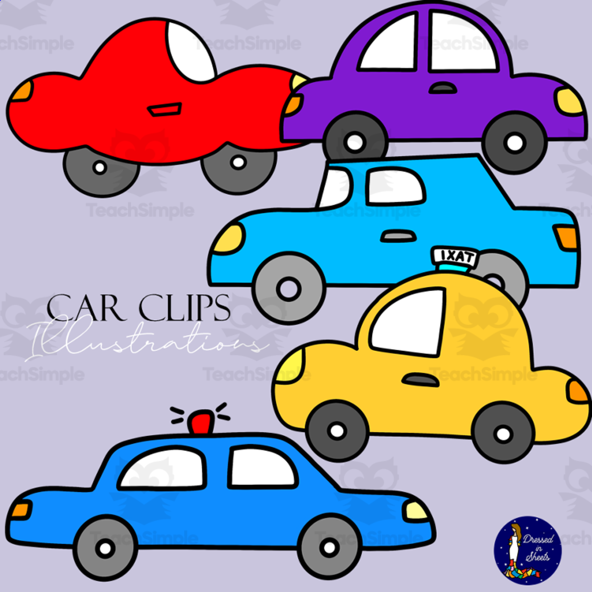 An educational teaching resource from Soumara Siddiqui entitled Car Clip Art downloadable at Teach Simple.