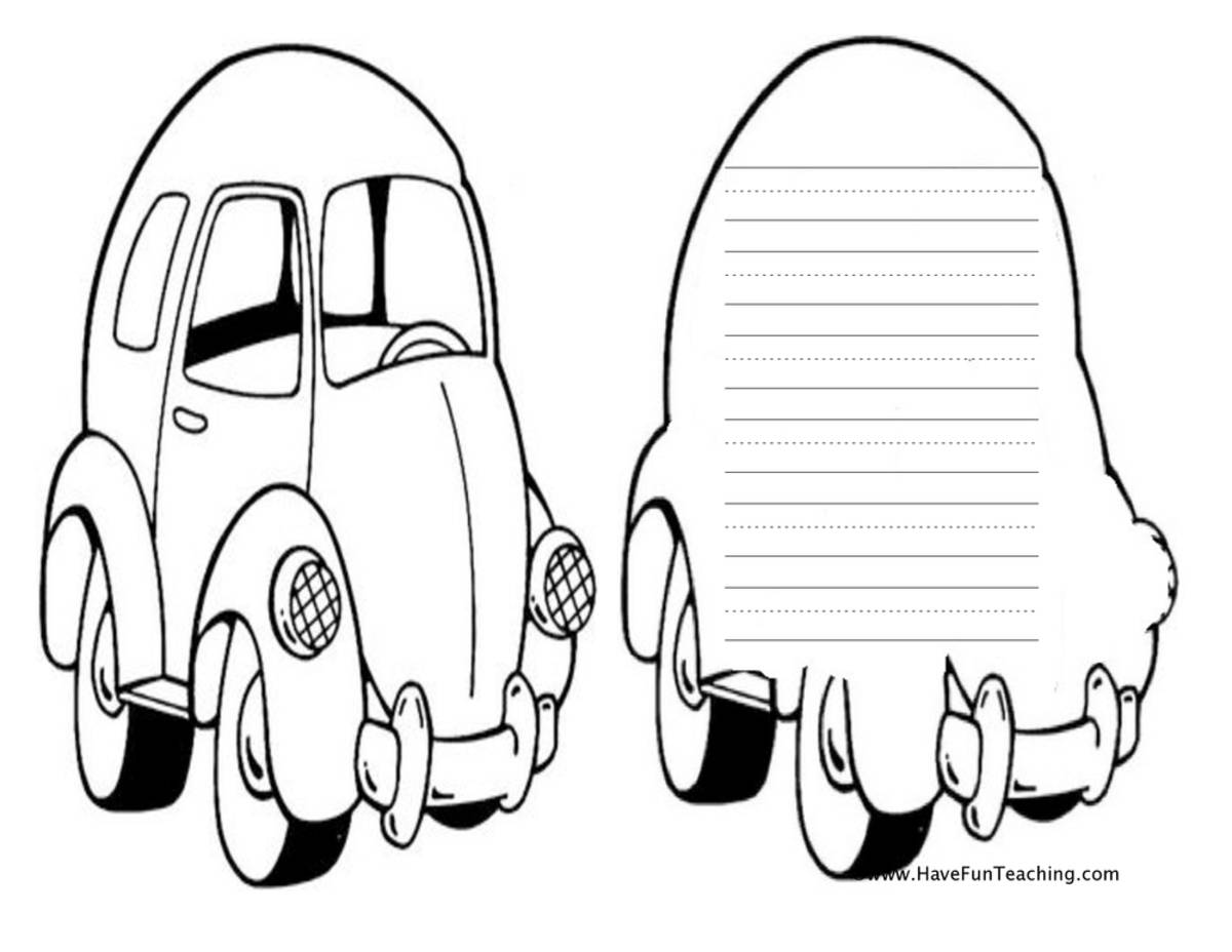 An educational teaching resource from Have Fun Teaching entitled Car Shape Book Activity downloadable at Teach Simple.