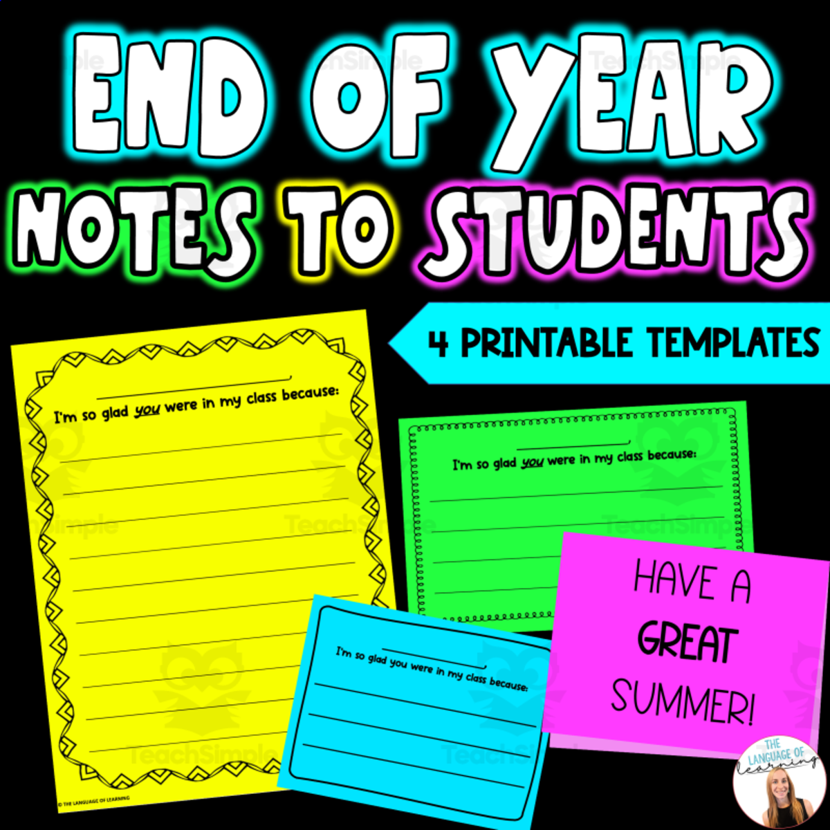 An educational teaching resource from The Language of Learning entitled Cards to Classmates Templates downloadable at Teach Simple.