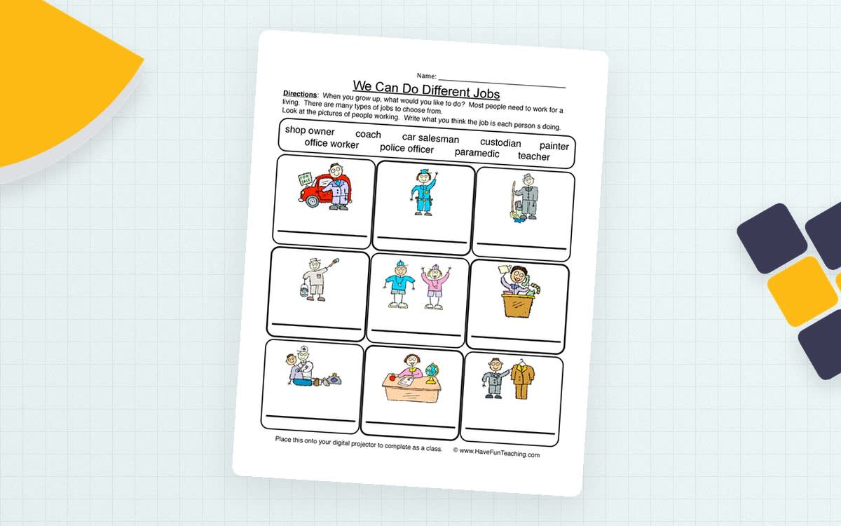 An educational teaching resource from Have Fun Teaching entitled Careers Worksheet downloadable at Teach Simple.