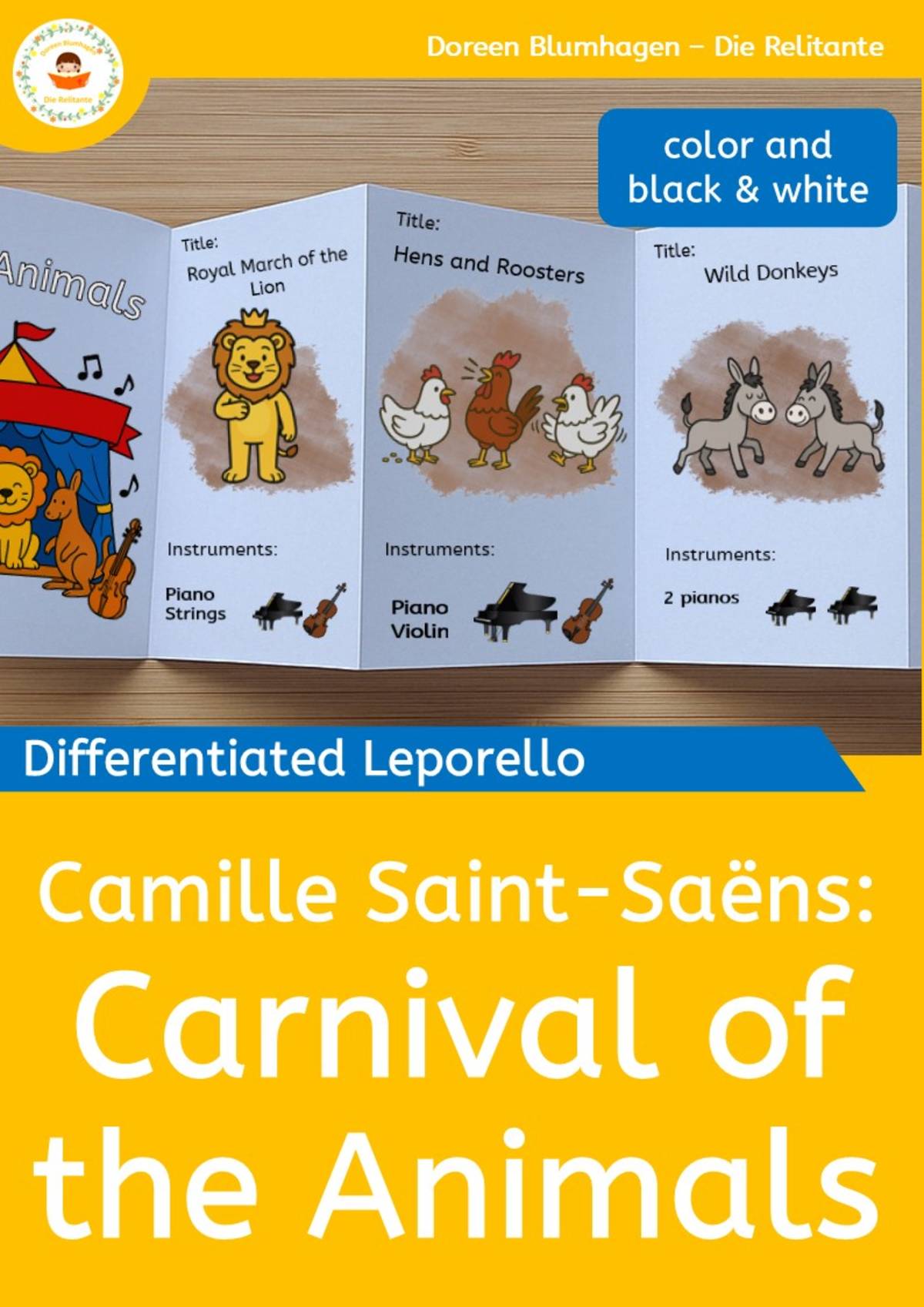 An educational teaching resource from Die Relitante entitled Carnival of the Animals – Differentiated Leporello downloadable at Teach Simple.