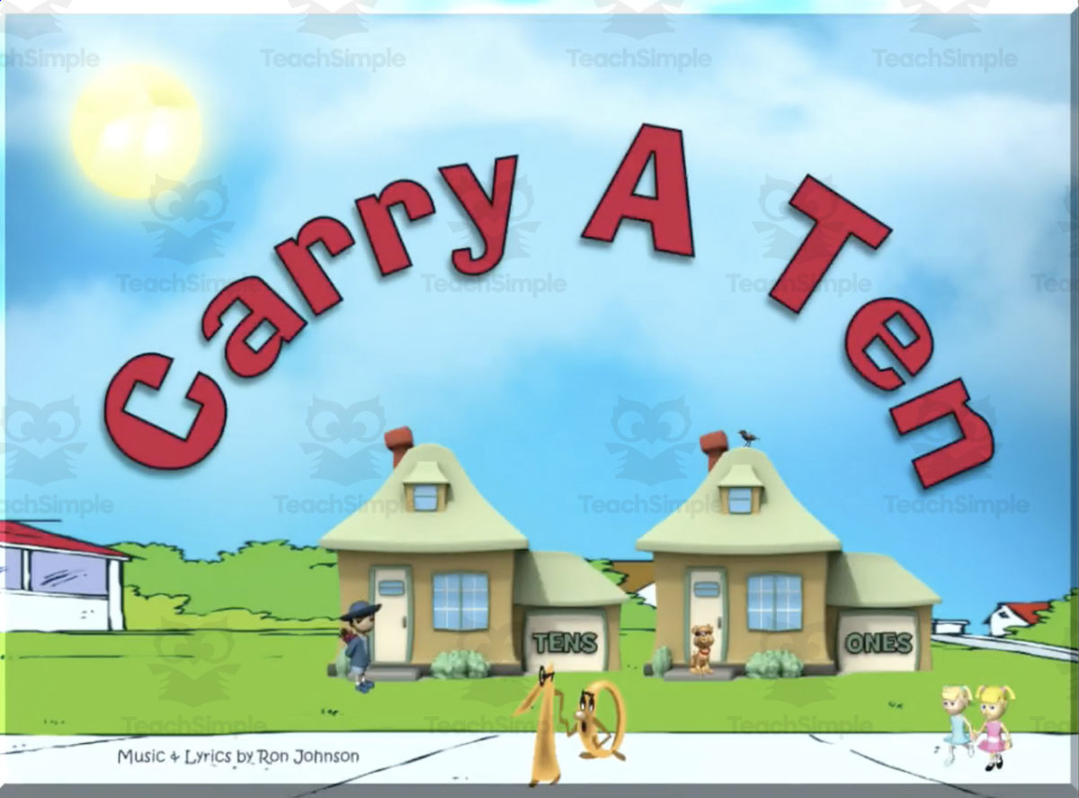 An educational teaching resource from MathDog Media entitled "Carry A Ten" Math Song downloadable at Teach Simple.