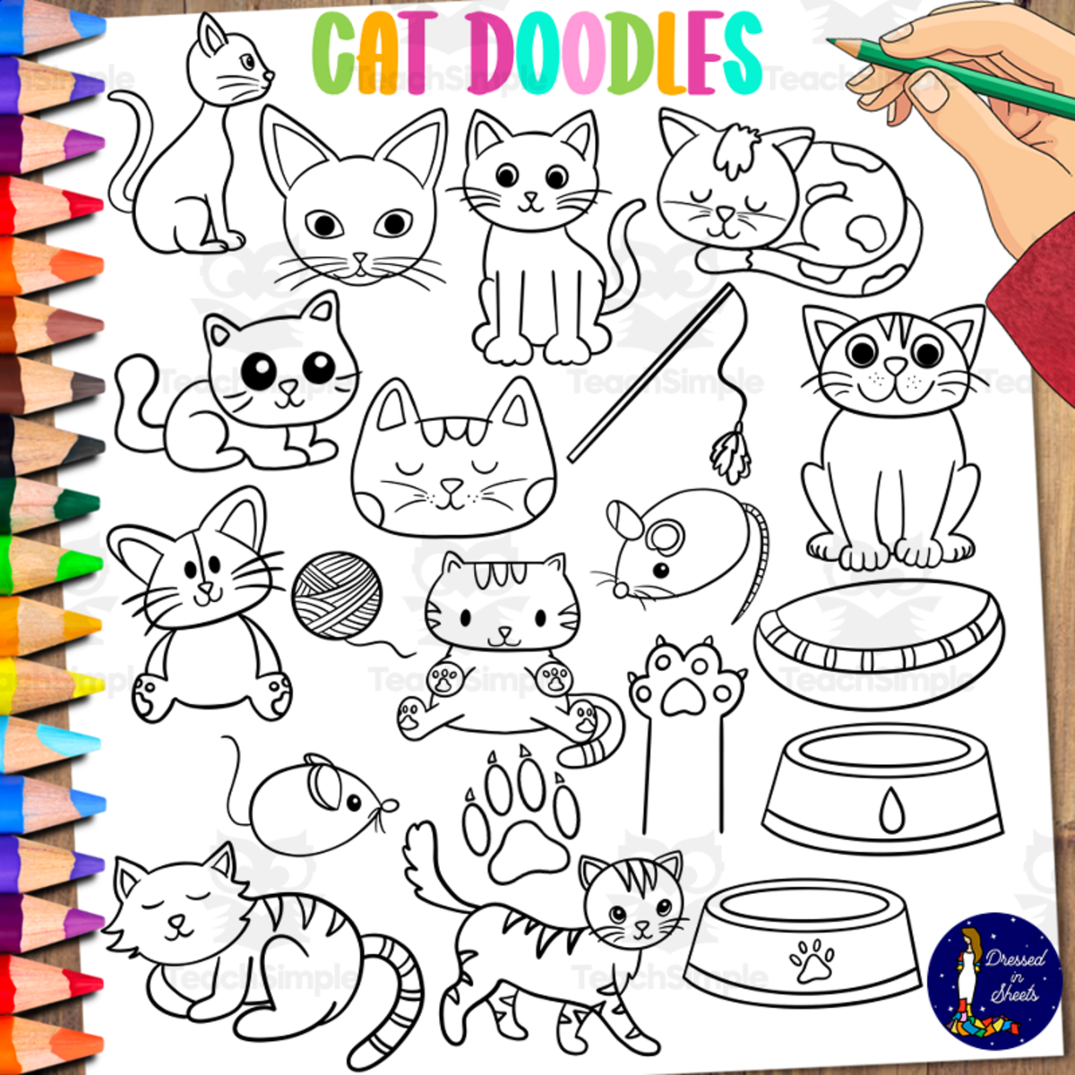 An educational teaching resource from Soumara Siddiqui entitled Cat Doodles downloadable at Teach Simple.