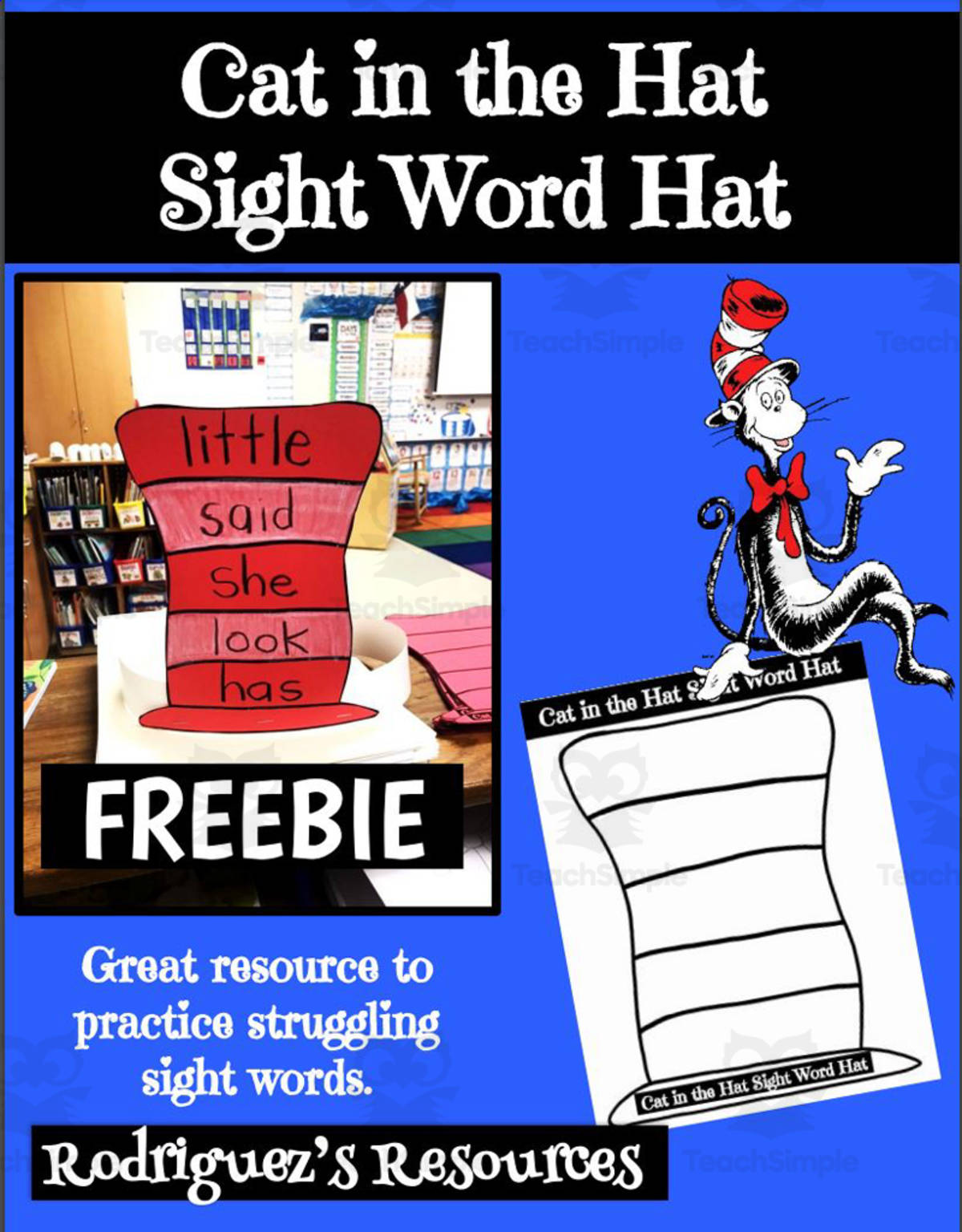 An educational teaching resource from Rodriguez's Resources entitled Cat in the Hat Headband downloadable at Teach Simple.
