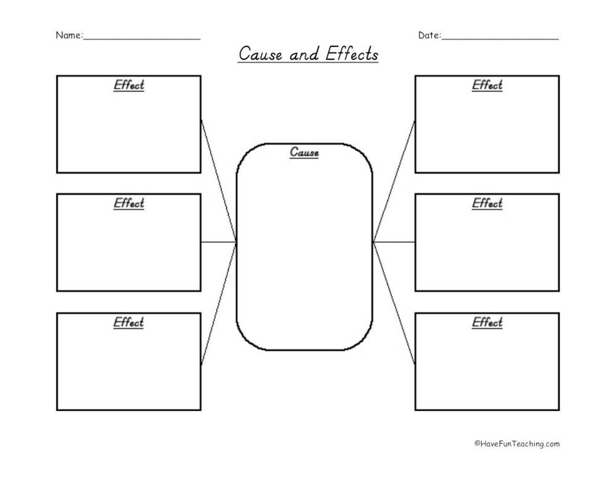 An educational teaching resource from Have Fun Teaching entitled Cause and Effect Graphic Organizer downloadable at Teach Simple.