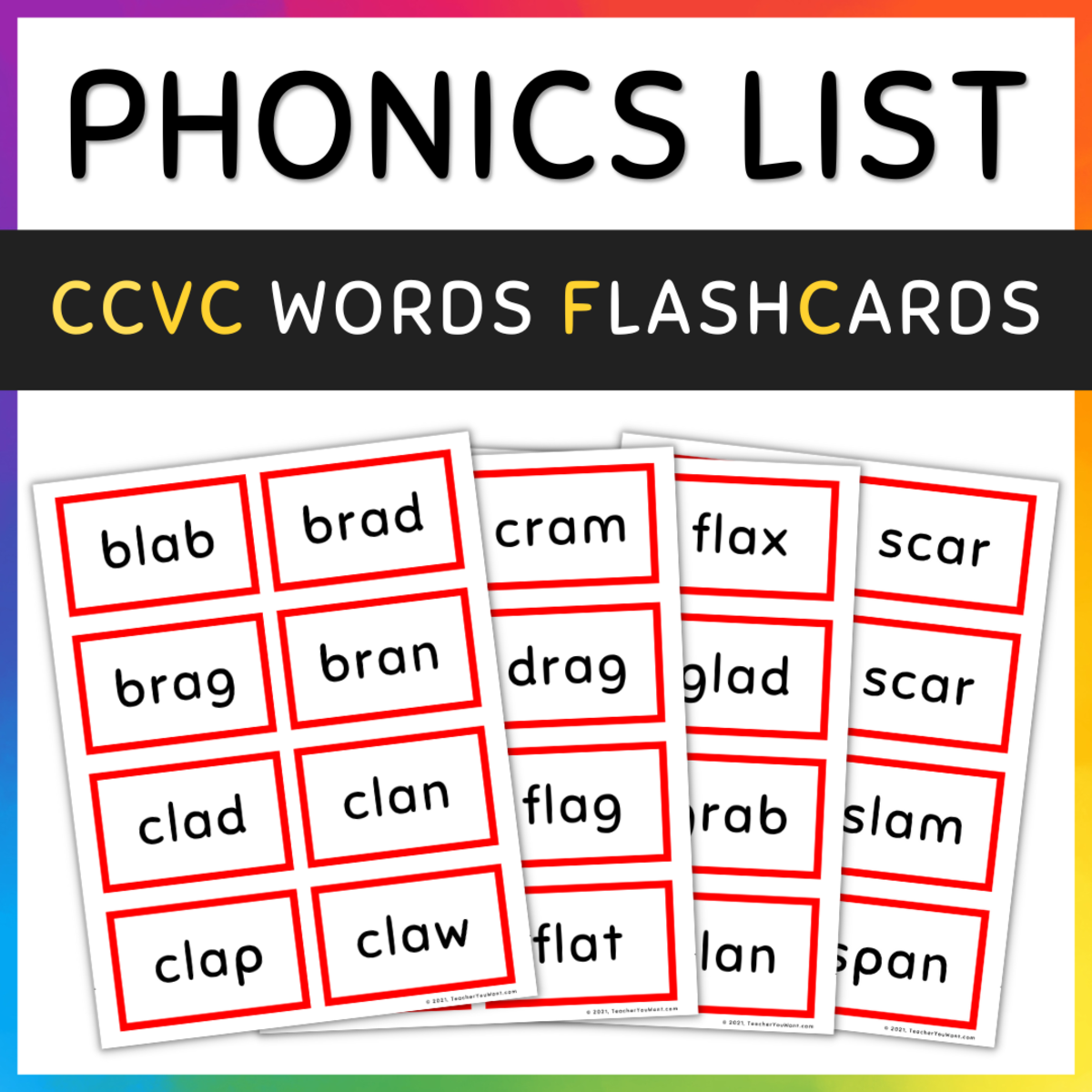 An educational teaching resource from TeacherYouWant entitled CCVC Words Flash Cards, Short Vowel A, SET 1 downloadable at Teach Simple.