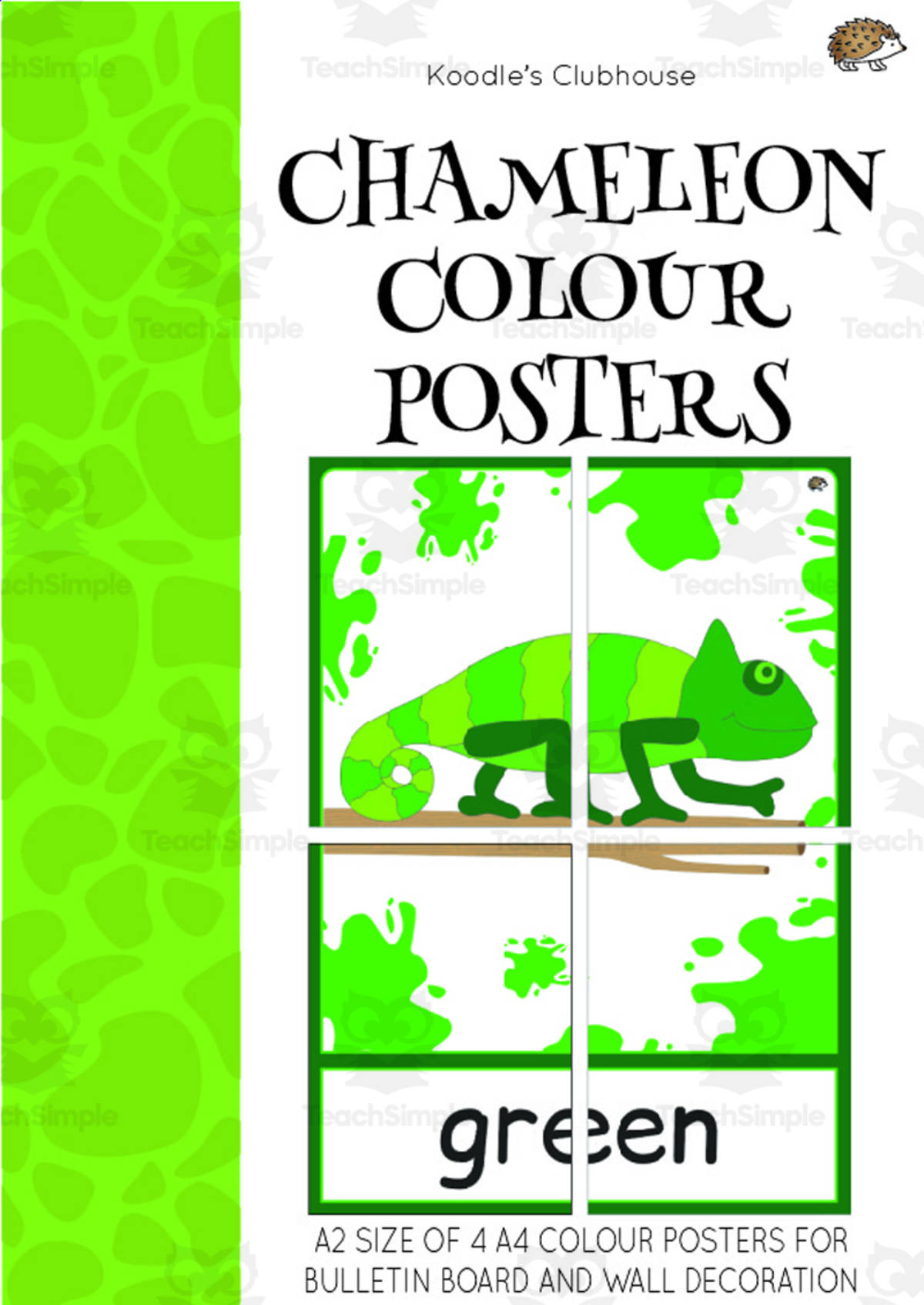 An educational teaching resource from Koodles Clubhouse entitled Chameleon Color Posters downloadable at Teach Simple.