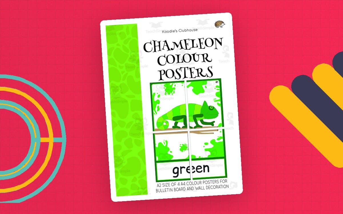 An educational teaching resource from Koodles Clubhouse entitled Chameleon Color Posters downloadable at Teach Simple.