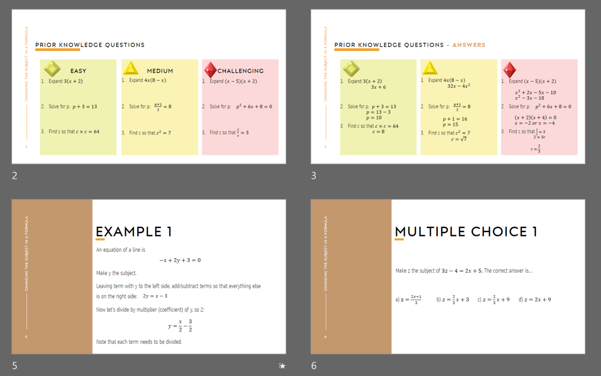 Changing the subject in formula editable PowerPoint grade 9 / grade 10 preview