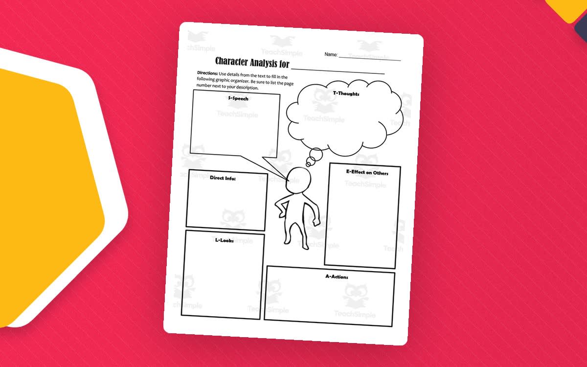 An educational teaching resource from Time Thrifty Teacher entitled Character Analysis Graphic Organizers – STEAL Method downloadable at Teach Simple.