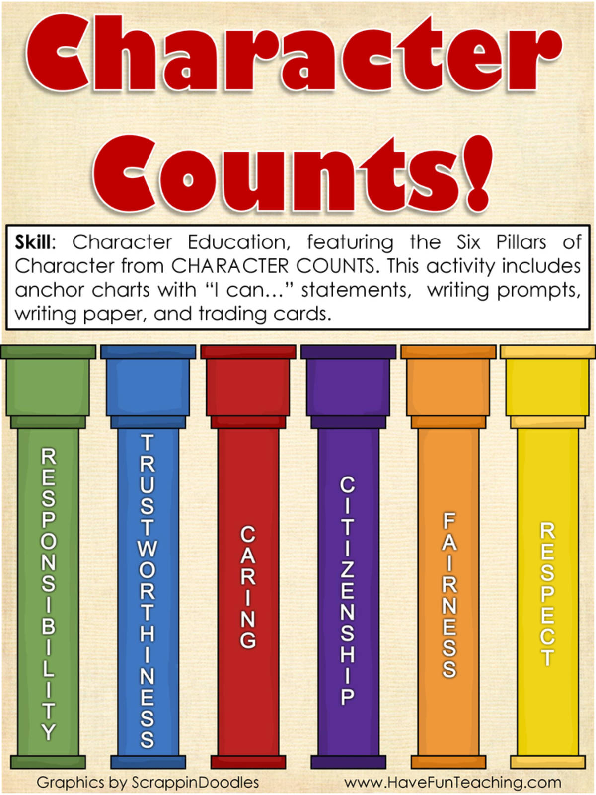 An educational teaching resource from Have Fun Teaching entitled Character Counts Character Education Activity downloadable at Teach Simple.