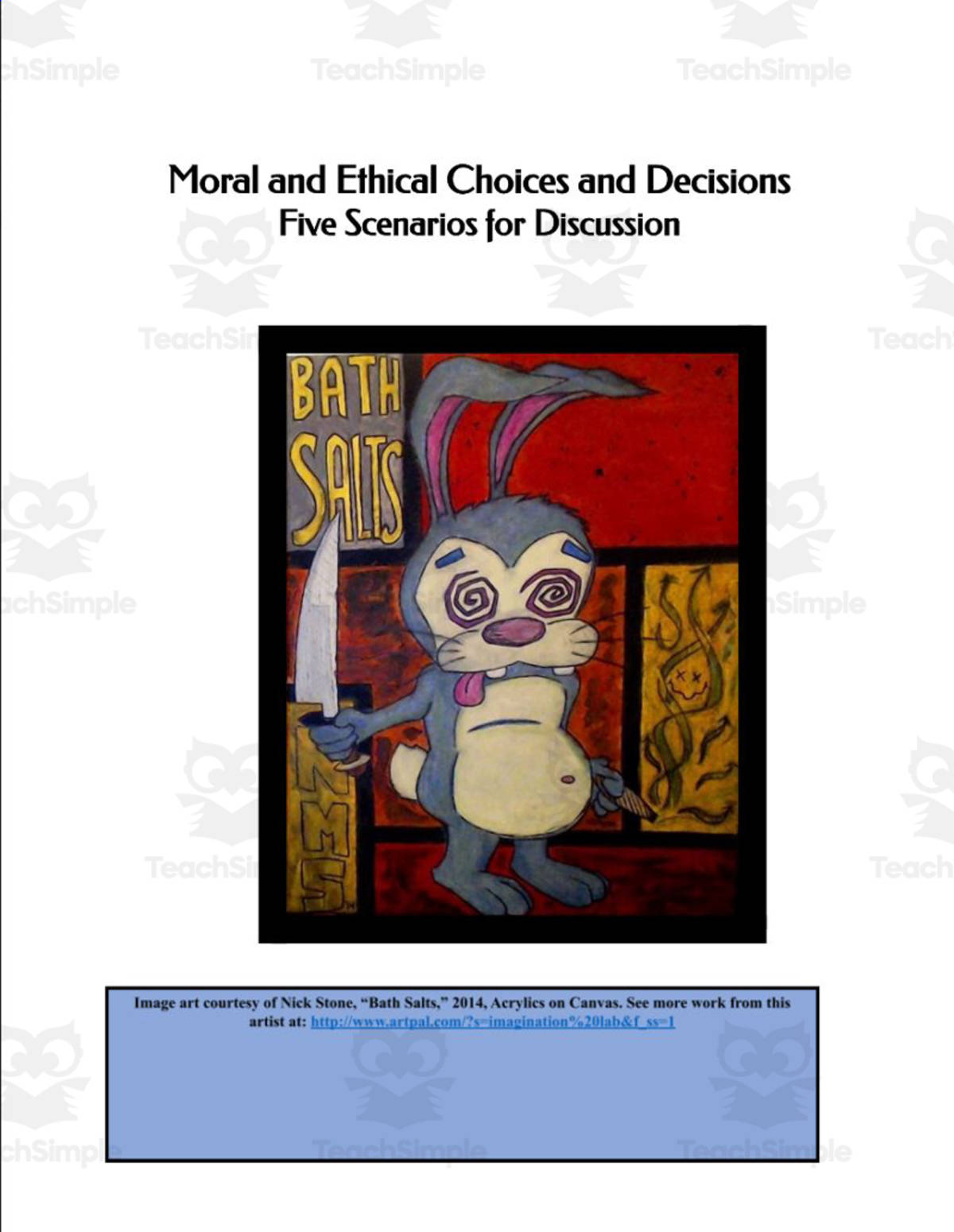 An educational teaching resource from The Education Lab entitled Character Development: Ethical and Moral Discussions downloadable at Teach Simple.
