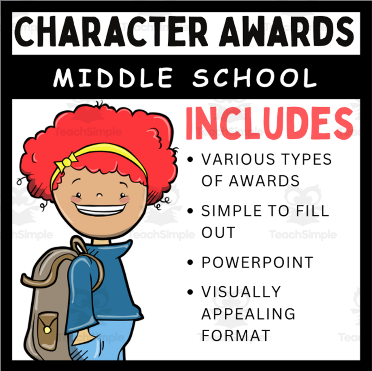 An educational teaching resource from EduPal Learning entitled Character Matters: Award Certificates downloadable at Teach Simple.