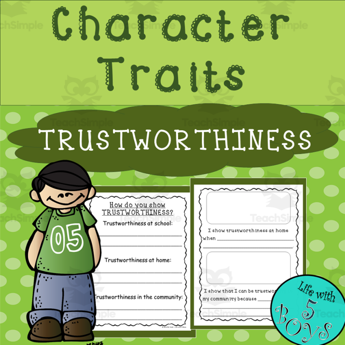 An educational teaching resource from Life with 5 Boys entitled Character Trait Activity for Trustworthiness downloadable at Teach Simple.