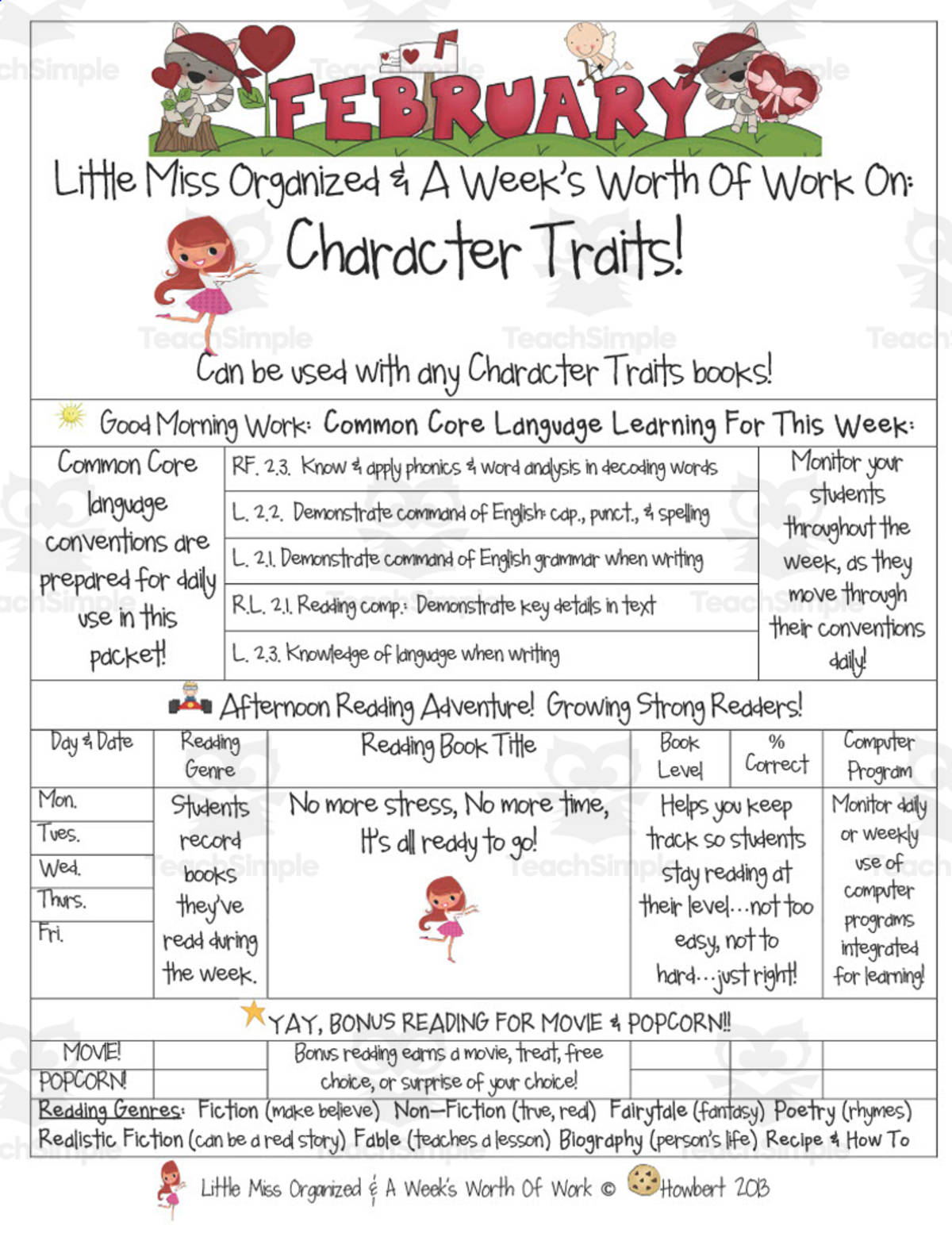 An educational teaching resource from Second Grade Smartypants entitled Character Traits | Reading Activity Packet downloadable at Teach Simple.