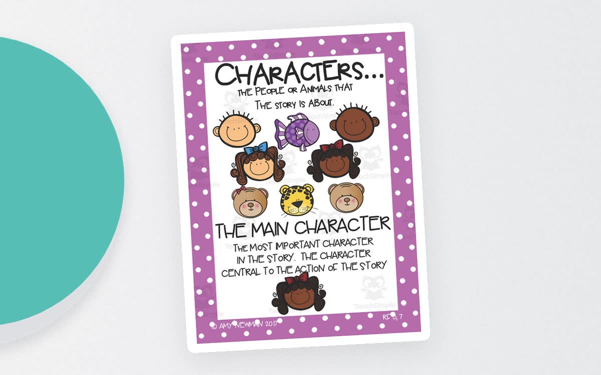 An educational teaching resource from First in Line entitled Characters Anchor Chart downloadable at Teach Simple.