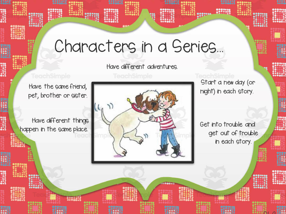 An educational teaching resource from First in Line entitled Characters in a Series Anchor Chart downloadable at Teach Simple.