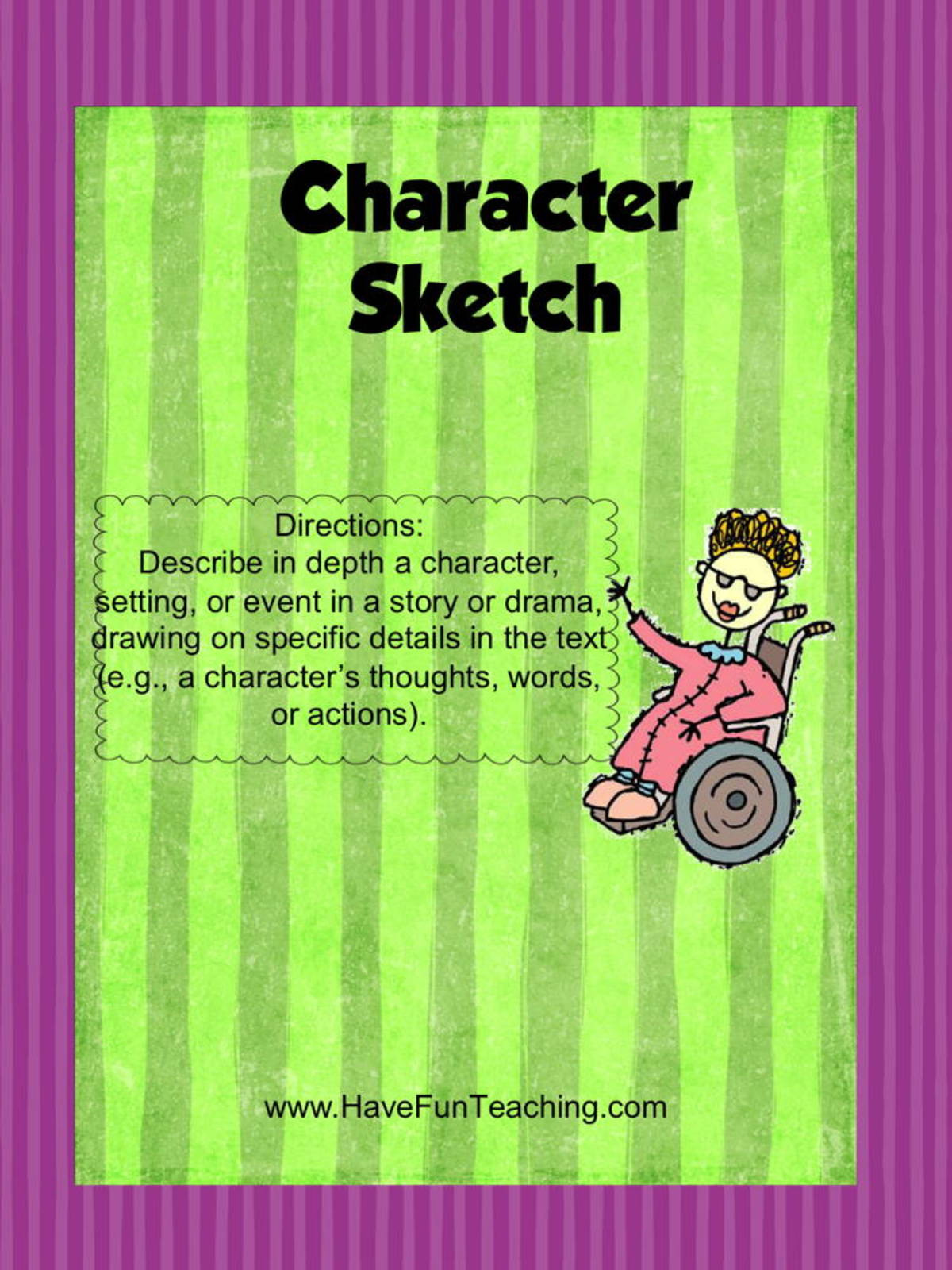 An educational teaching resource from Have Fun Teaching entitled Characters Sketch Activity downloadable at Teach Simple.
