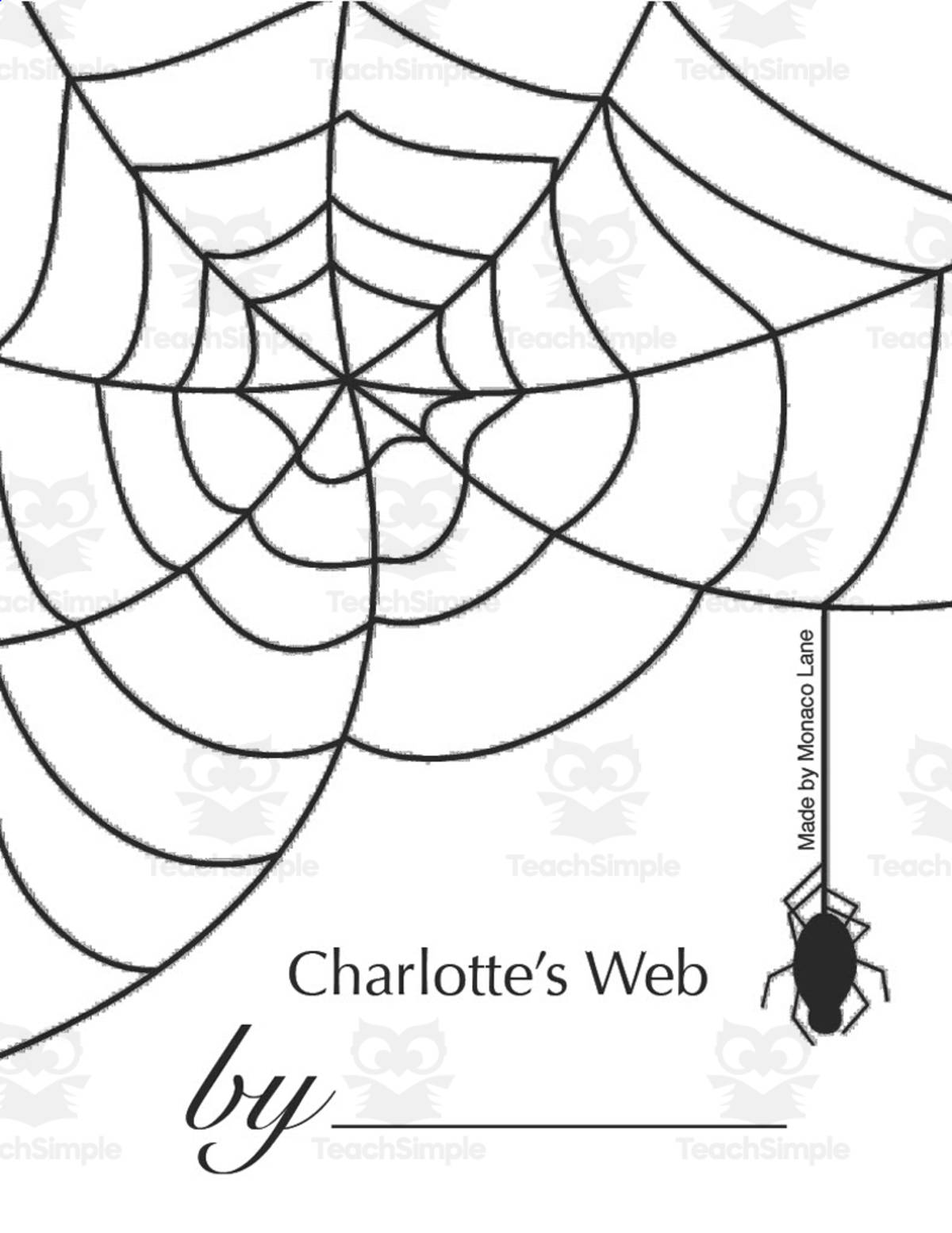 An educational teaching resource from Monaco Lane Curriculum for Early Literacy entitled Charlotte's Web Activity Pack for 1st Grade downloadable at Teach Simple.