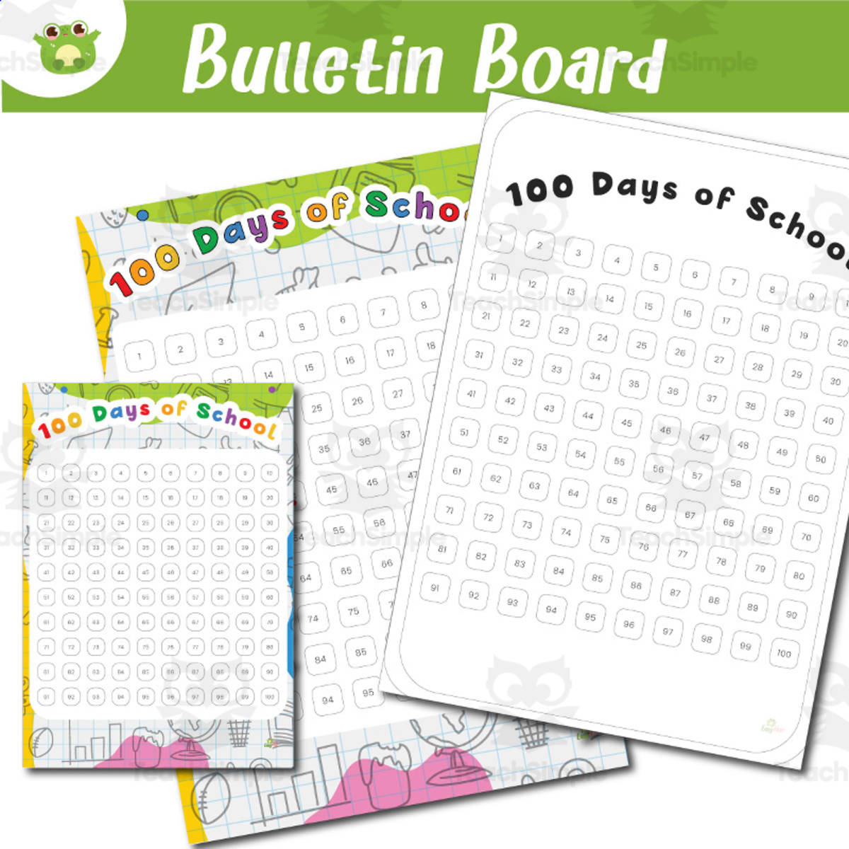 An educational teaching resource from EasyHop entitled Charts 100 Days of School | 3-Page Printable | Back to School Doodles downloadable at Teach Simple.