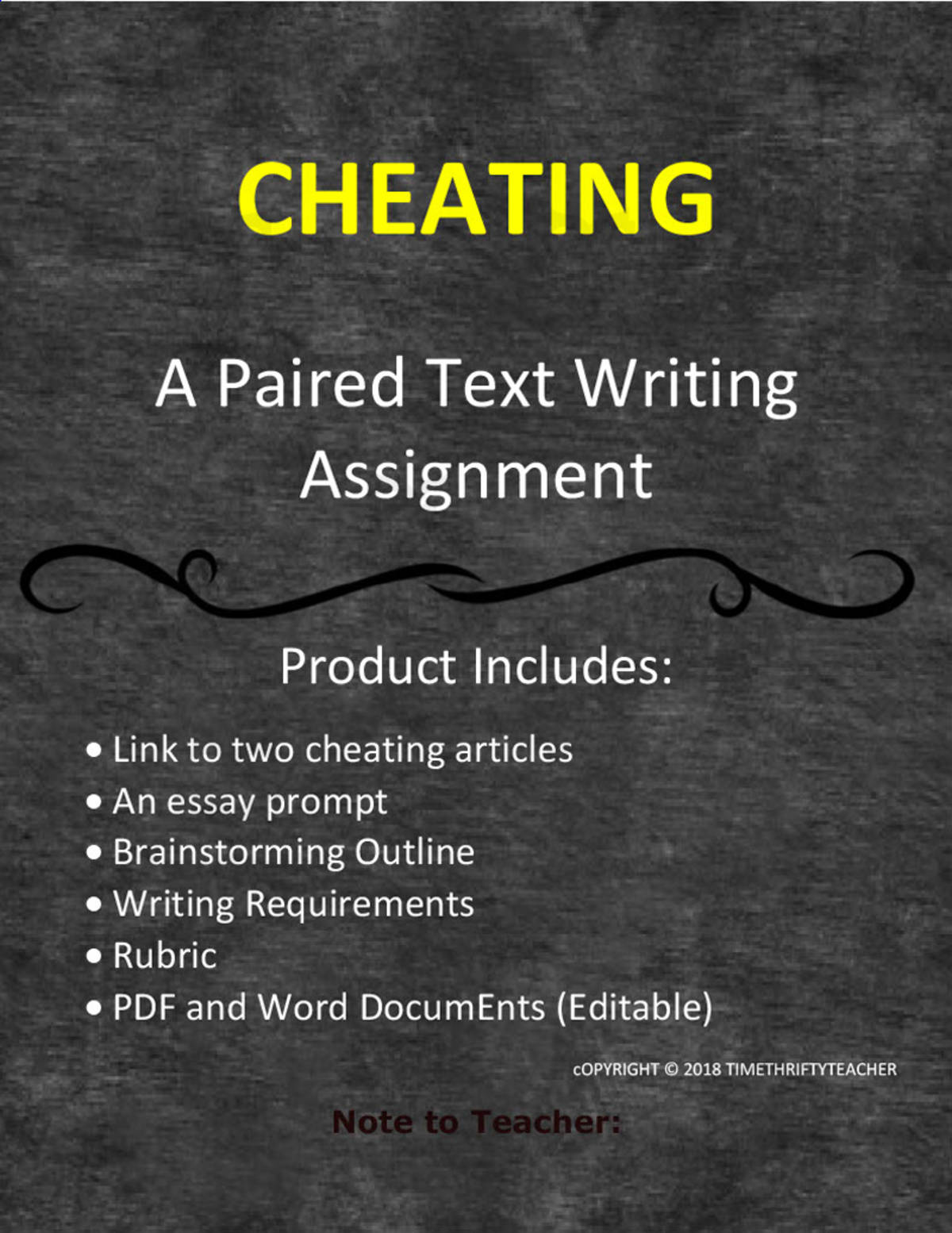 An educational teaching resource from Time Thrifty Teacher entitled Cheating: A Paired Text Writing Assignment downloadable at Teach Simple.