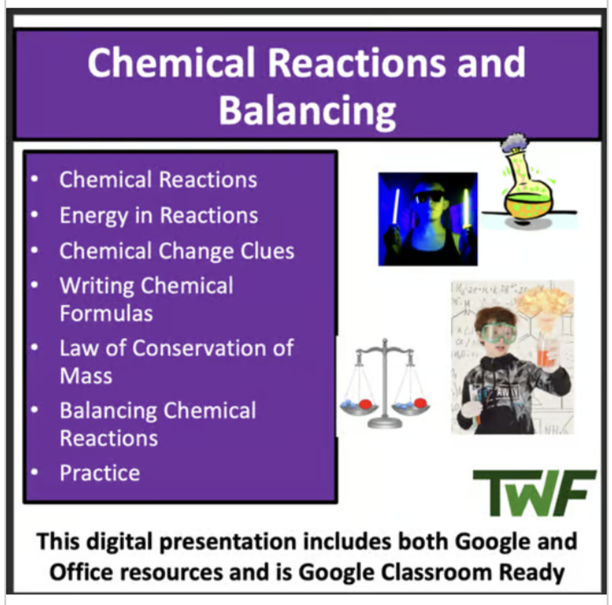An educational teaching resource from Teach With Fergy entitled Chemical Reactions and Balancing - Senior Chemistry Lesson downloadable at Teach Simple.