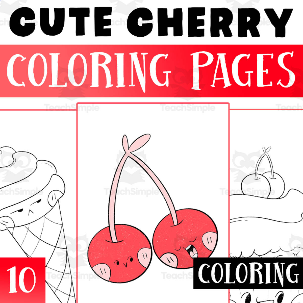 An educational teaching resource from Lapiiin Art Activities entitled cherry Coloring Pages Worksheet Activity For Morning Work downloadable at Teach Simple.