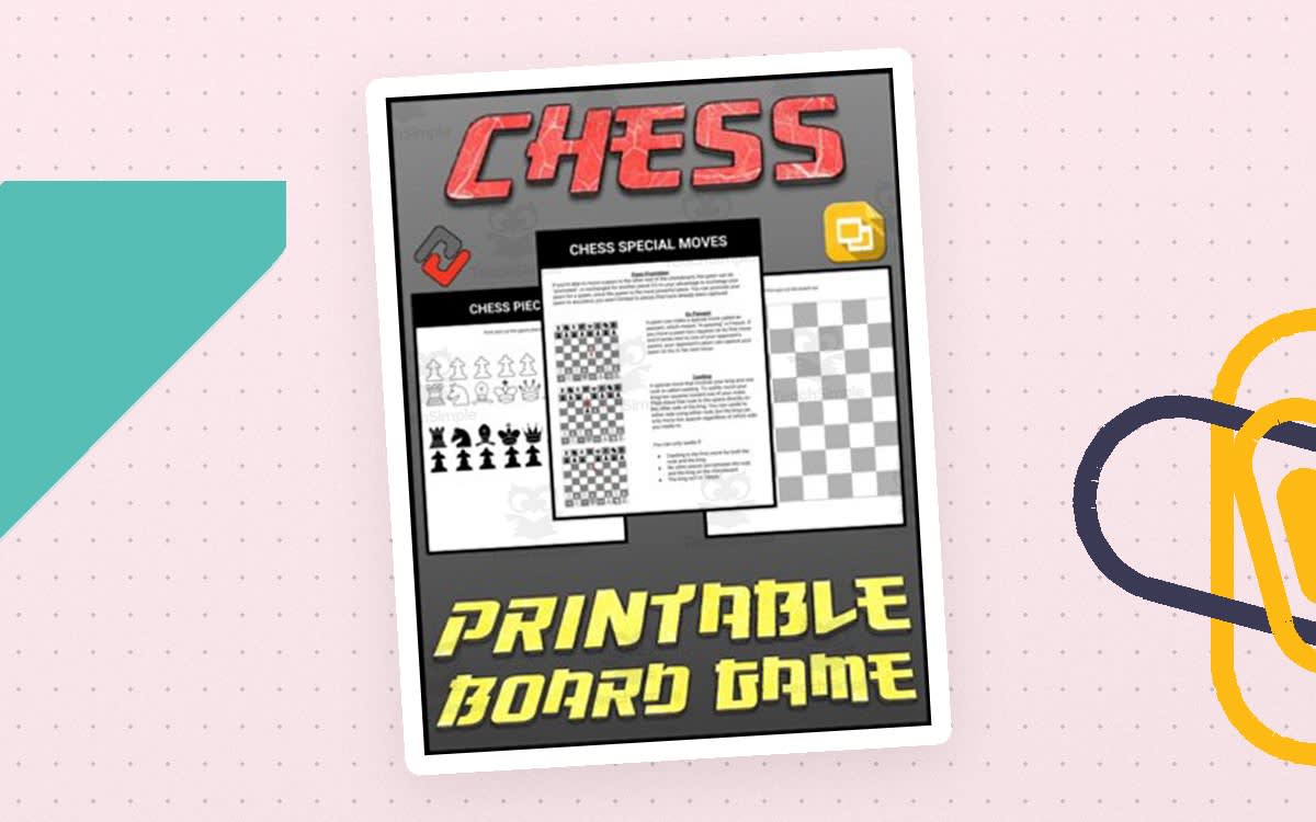 An educational teaching resource from Roombop entitled Chess Printable Board Game (Editable Google Slides) downloadable at Teach Simple.