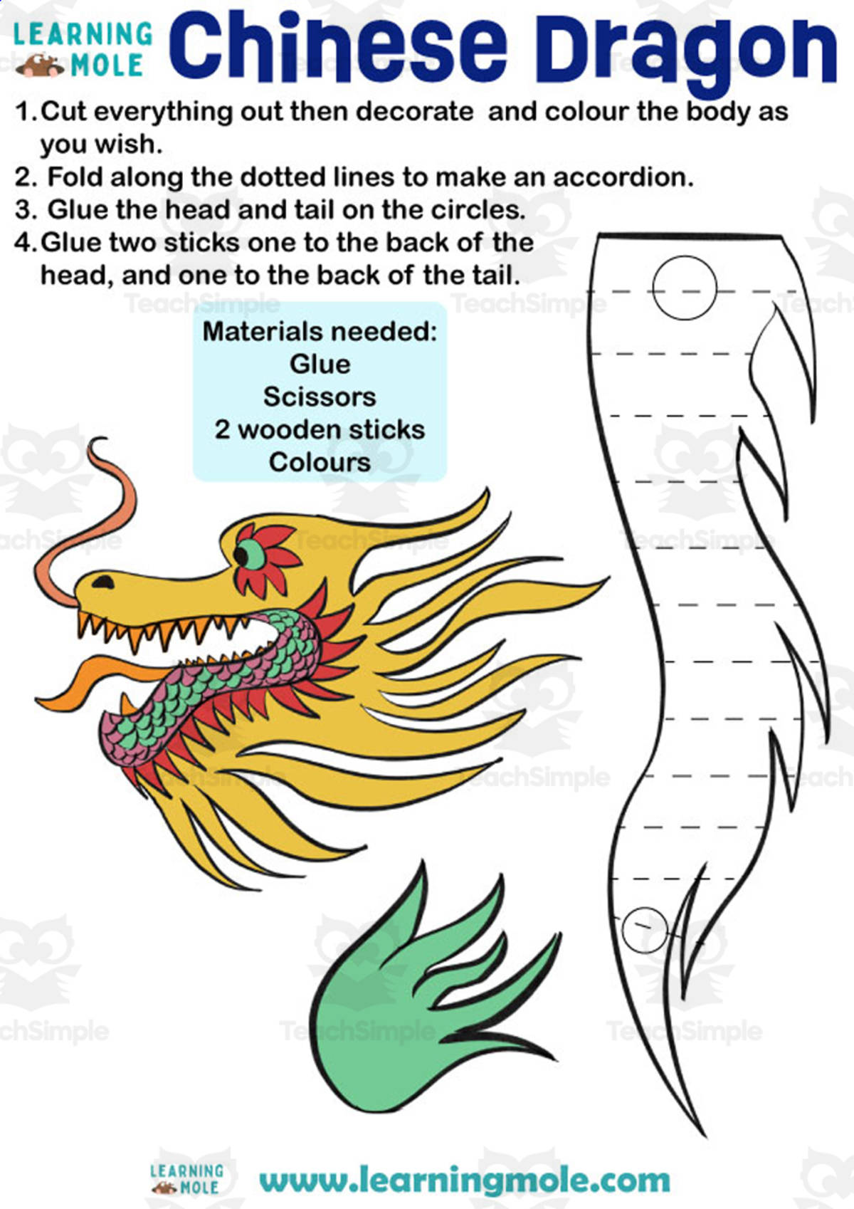 An educational teaching resource from Educational Voice entitled Chinese Dragon Activity downloadable at Teach Simple.