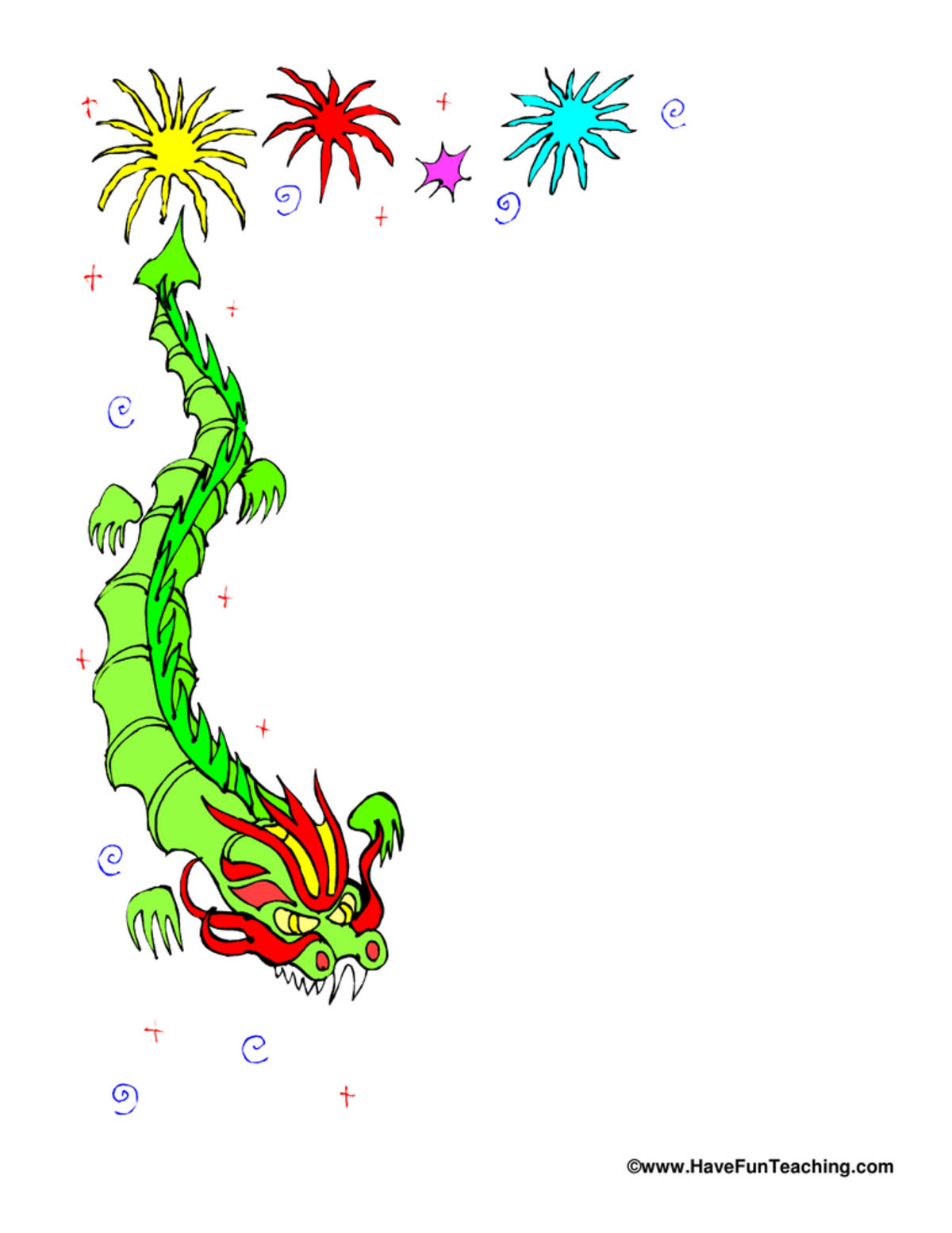 An educational teaching resource from Have Fun Teaching entitled Chinese Dragon New Year Writing Paper downloadable at Teach Simple.