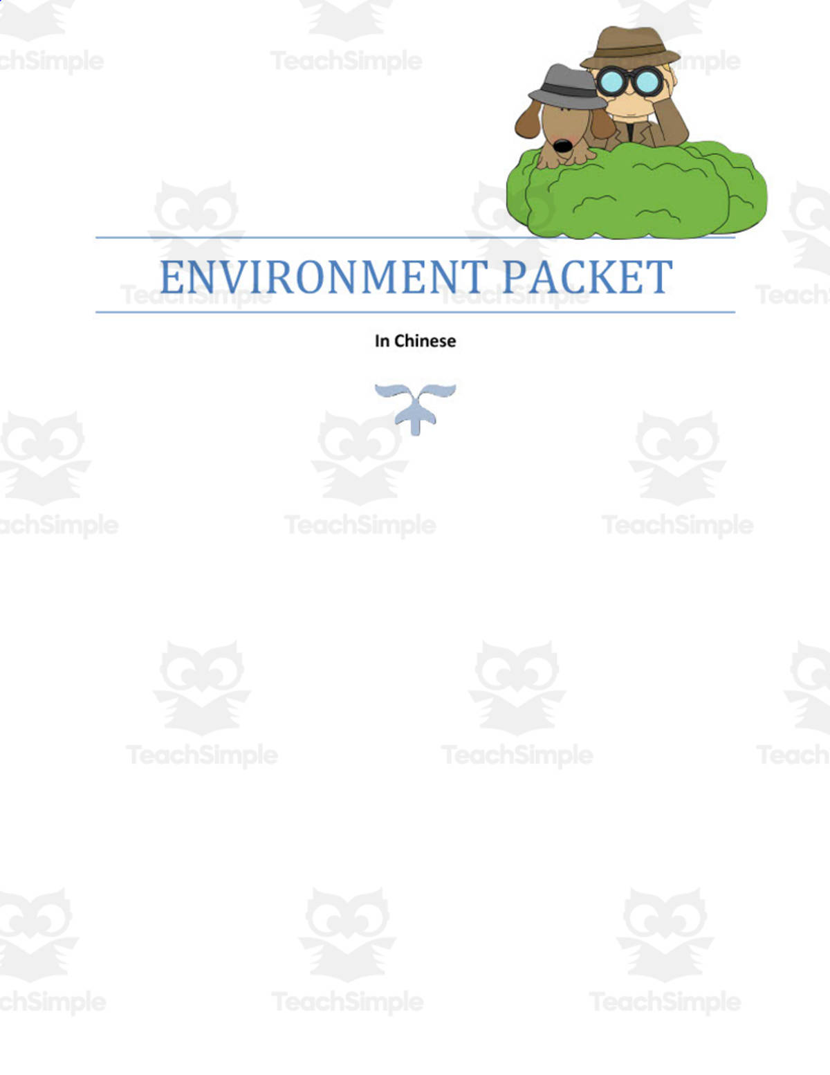An educational teaching resource from Golden Promise entitled Chinese: Environment Vocabulary Packet downloadable at Teach Simple.