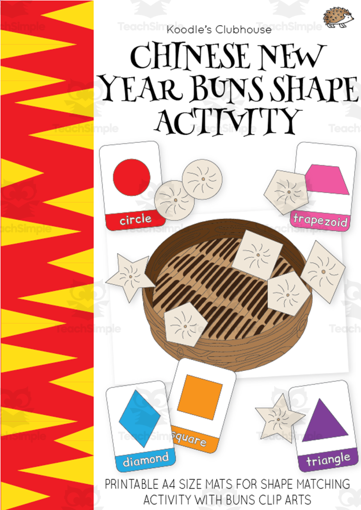 An educational teaching resource from Koodles Clubhouse entitled Chinese New Year Buns Shape Activity downloadable at Teach Simple.