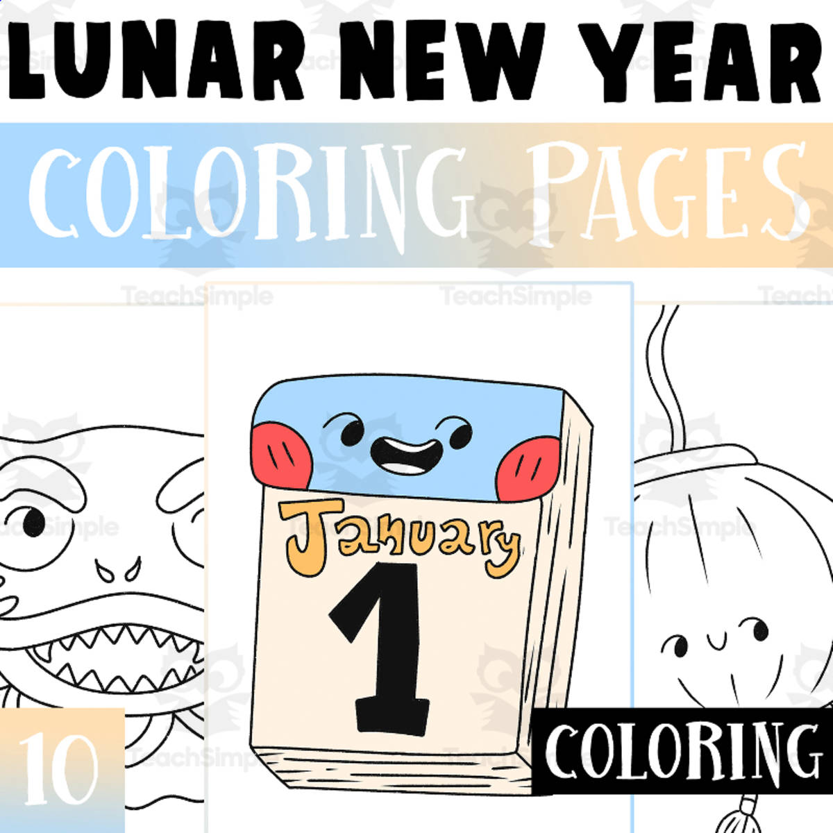 An educational teaching resource from Lapiiin Art Activities entitled chinese new year Coloring Pages Worksheet Activity For Morning Work downloadable at Teach Simple.
