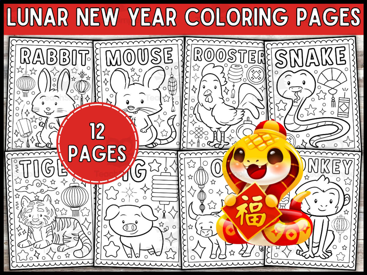 An educational teaching resource from Wonderland School entitled Chinese New Year Coloring Pages | Zodiac Animals Coloring Sheets downloadable at Teach Simple.