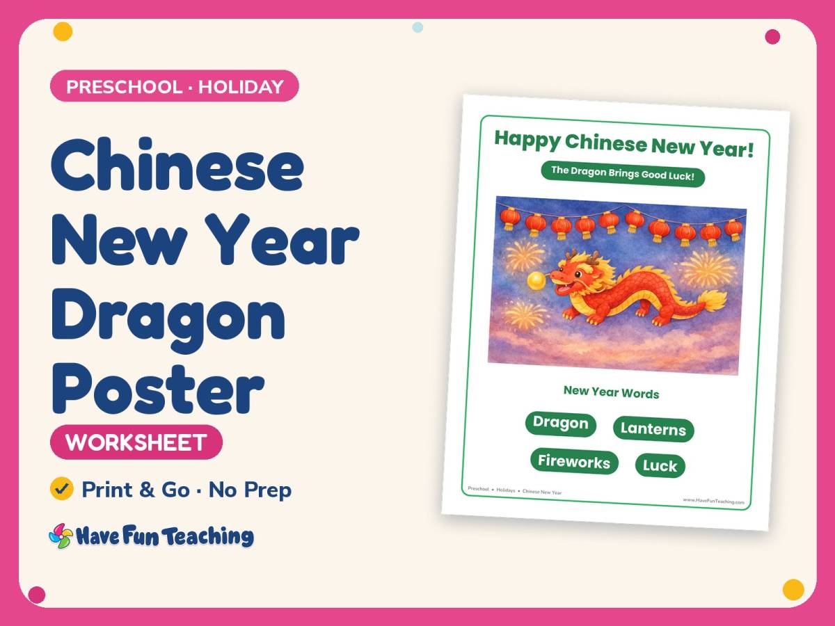 Chinese New Year Dragon Poster – Preschool Holiday Practice preview