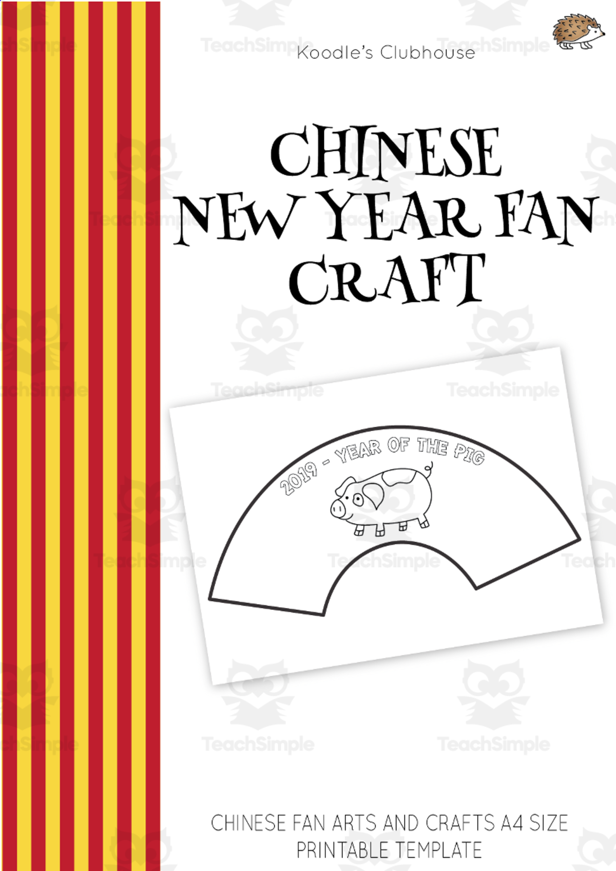 An educational teaching resource from Koodles Clubhouse entitled Chinese New Year Fan Arts and Crafts downloadable at Teach Simple.