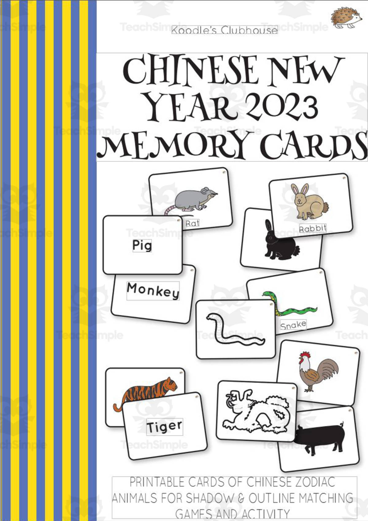 An educational teaching resource from Koodles Clubhouse entitled Chinese New Year Memory Card Activity downloadable at Teach Simple.