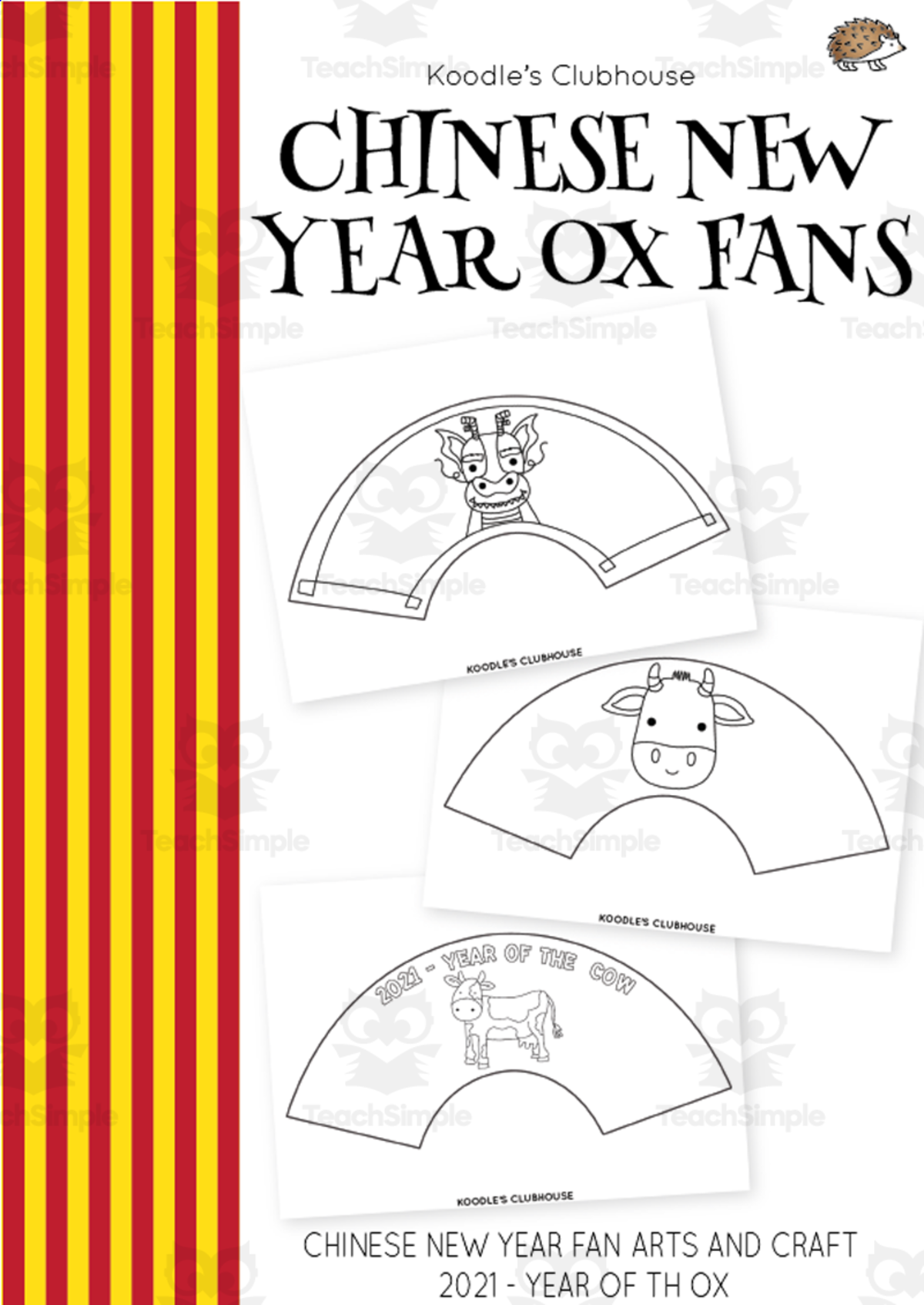 An educational teaching resource from Koodles Clubhouse entitled Chinese New Year Ox Fans downloadable at Teach Simple.