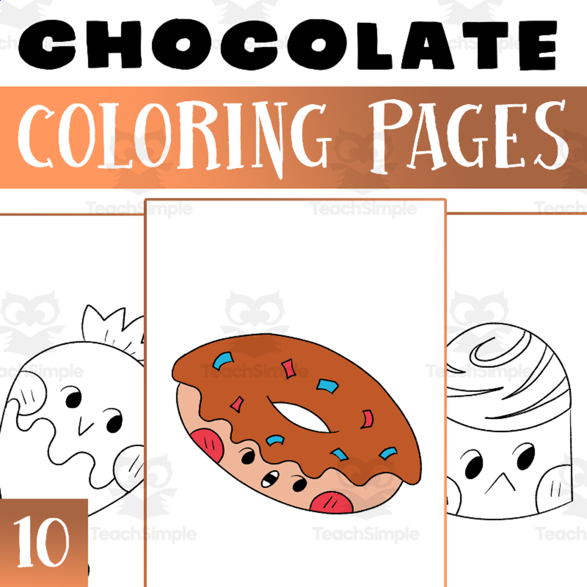 An educational teaching resource from Lapiiin Art Activities entitled Chocolate Coloring Pages Worksheet Activity downloadable at Teach Simple.