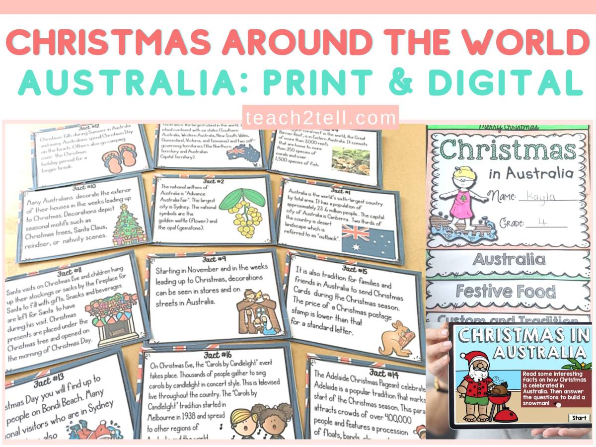 An educational teaching resource from Teach2Tell entitled Christmas Around the World Activity | Christmas in Australia downloadable at Teach Simple.