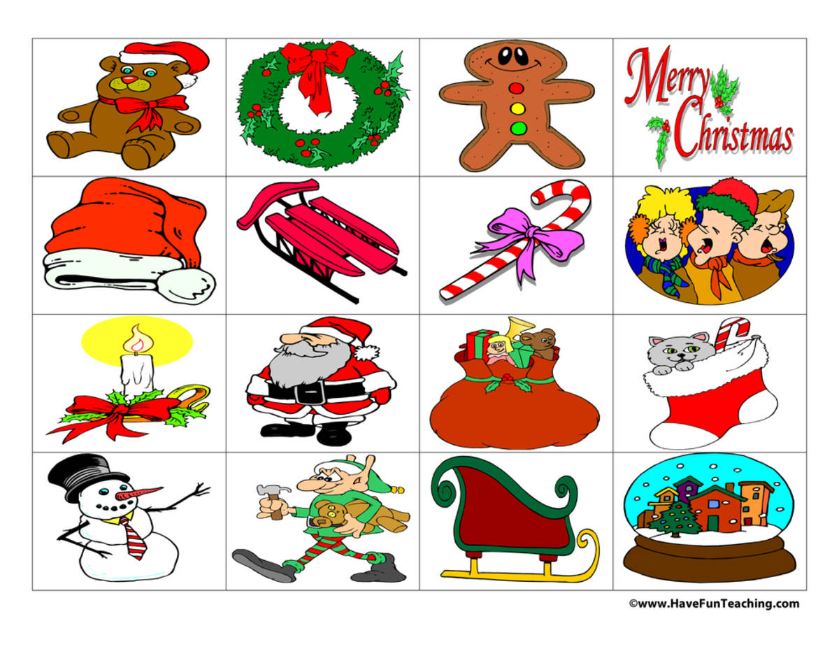 An educational teaching resource from Have Fun Teaching entitled Christmas BINGO downloadable at Teach Simple.