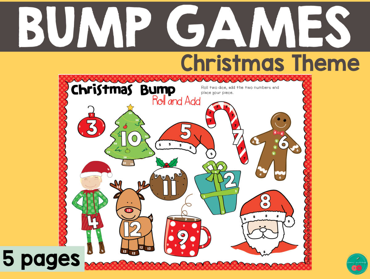 An educational teaching resource from Cherry Workshop entitled Christmas Bump Games downloadable at Teach Simple.