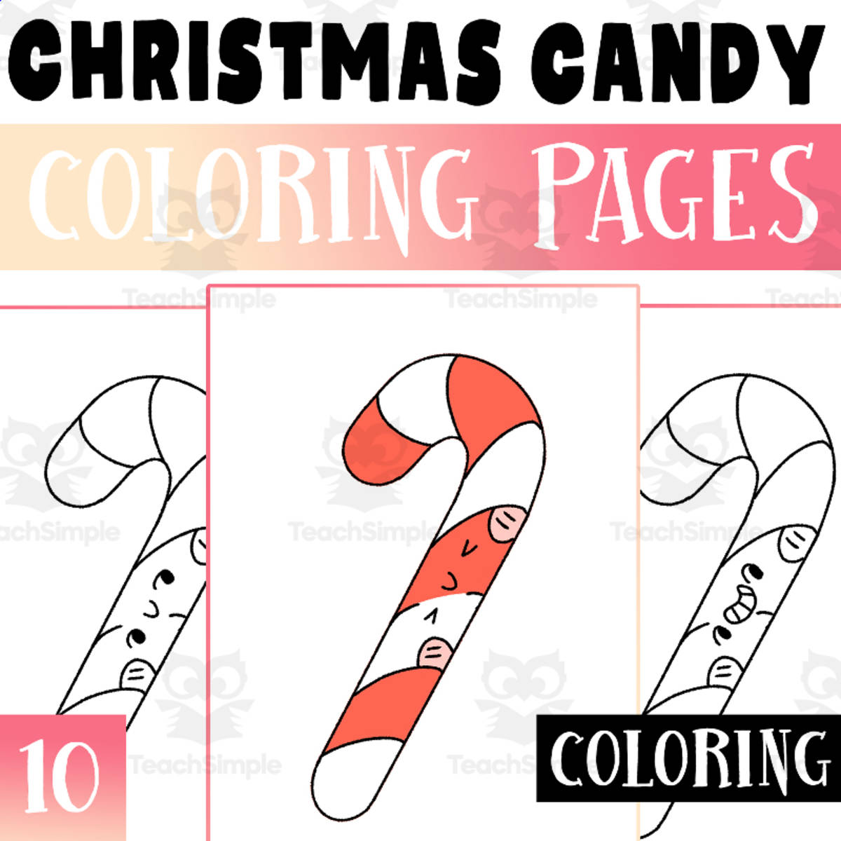 An educational teaching resource from Lapiiin Art Activities entitled Christmas Candy Coloring Pages Worksheet Activity For Morning Work downloadable at Teach Simple.