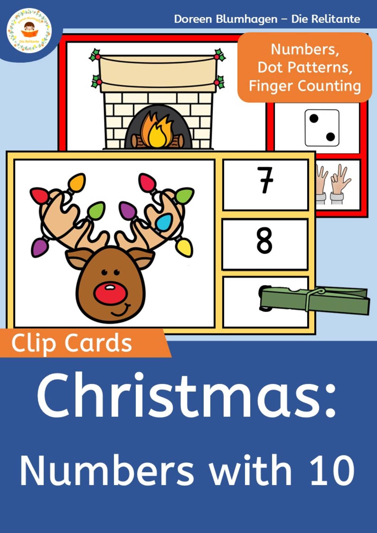 An educational teaching resource from Die Relitante entitled Christmas: Clip Cards - Counting within 10 - Number Recognition downloadable at Teach Simple.